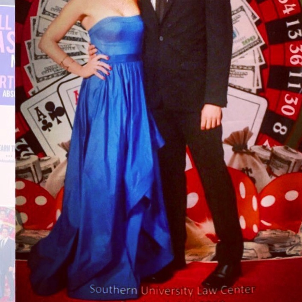 Royal blue strapless gown